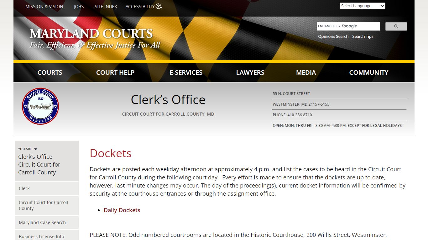 Dockets | Maryland Courts