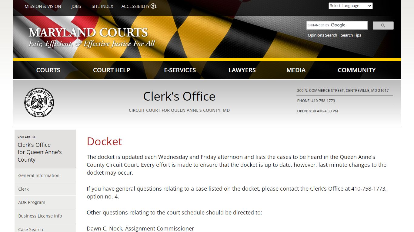Docket | Maryland Courts